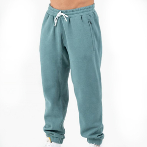 Pantalones de chándal de algodón ligero para hombre, pantalones de chándal de moda de Color sólido, cintura elástica, logotipo personalizado impreso para gimnasio de pista deportiva - Product Image 1