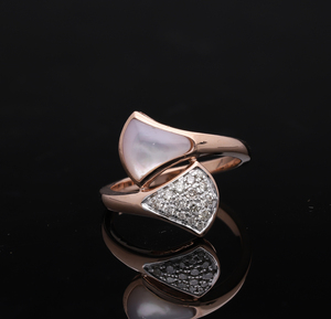 Bague de créateur élégante en or rose plaqué rhodium 14 carats avec incrustation de malachite à rayures en grappe de diamants naturels bijoux de déclaration classiques - Product Image 5