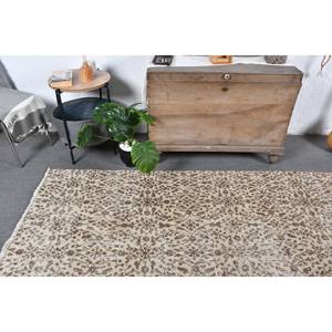 Tapis turc vintage de 4,9x7.9 pieds, tapis en laine tissé plat marron beige avec motif patchwork pour décorations de salon - Product Image 3