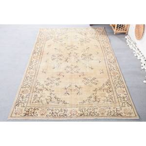 Alfombra turca Vintage clásica Beige 5,2X8,7 pies hecha a mano felpa pila altura lana piel látex Patchwork rectángulo para dormitorios adolescentes - Product Image 5