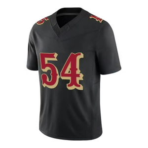 Maillots de football américain noirs personnalisés pour hommes uniformes d'équipe à rayures rouges sublimés col en V court nom de vêtements de sport antibactériens - Product Image 6