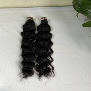 Extensions de cheveux naturels Remy, cheveux vierges de qualité supérieure, 100 humains, Double dessin, Deep Wave, couleur noire, grand Stock - Product Image 2