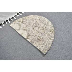 Alfombra turca de lana clásica Beige de 2,5x1,5 pies, diseño de retales para entrada, sala de estar, dormitorio, forma de pasillo Rectangular, látex - Product Image 2