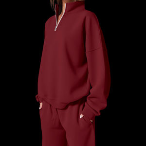 Street wear half-Zip Sweatshirt 2 Piece Flared <b>Sweatpants</b> Stracked <b>Sweatpants</b> Set Sweatsuits Jogger Suit Outfits <b>Women</b> Tracksuit - Product Image 4