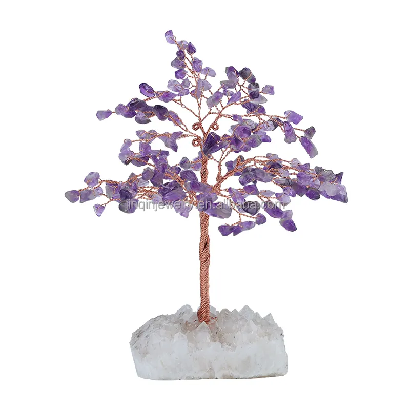Factory direct selling natural amethyst love tree white crystal cluster base home decoration opening housewarming holiday gift