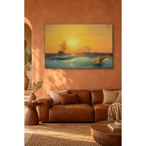 Impression sur toile Fida Aivazovsky : Coucher de soleil et navires à Gibraltar - Product Image 3