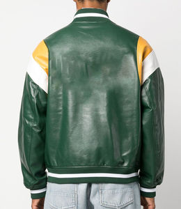 Custom Logo Vintage Streetwear Leather Baseball Varsity Letterman <b>Jacket</b> for Men Casual Woven Work <b>Jacket</b> for man - Product Image 3
