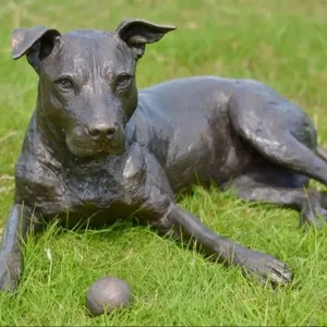 जीवन आकार सजावटी उद्यान कांस्य और पीतल लैब्राडोर मूर्तिकला धातु शिल्प कास्टिंग कुत्ते की मूर्ति