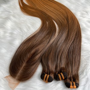 Extensions de cheveux orange raides d'os vietnamien vierge de haute qualité tissent des cuticules alignées pour des cheveux humains de haute qualité de couleur ombrée - Product Image 3