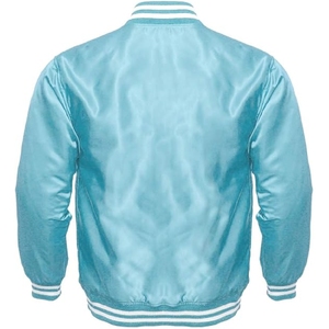 Veste varsity bleu ciel pour homme, veste bomber aqua letterman classique, veste de baseball pour homme, vêtements de sport pour homme, veste varsity à rayures. - Product Image 2