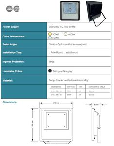 Trực Tiếp Các Nhà Sản Xuất Công Suất Cao Nhẹ Lũ Lụt Đèn Ip65 Cho Sân Vận Động Đường Phố Sân Vườn Khu Vực Ngoài Trời Không Thấm Nước 200W Chất Lượng Tốt Bao Bì - Product Image 4