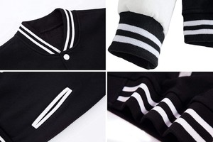 Vente en gros de vestes Letterman Varsity bon marché personnalisées avec manches en cuir de vache blanc véritable patchs longs en laine noir foncé - Product Image 6