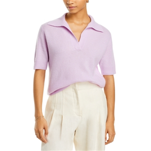 C by Bloomingdale's Cardigan Polo da Donna in Cashmere Blu a Maniche Corte, Invernale/Autunnale, Taglia XL, Traspirante e Sottile con Logo Frontale - Product Image 1