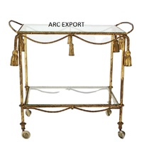 Fil de suspension fantaisie avec des articles de couleur dorée de styliste moderne Unique élégant grand chariot de service Antique