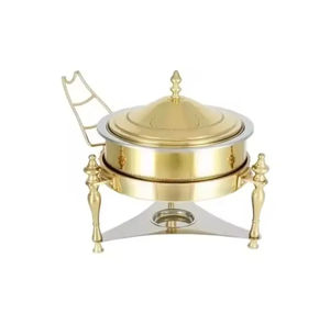 Marmite élégante en argent pour le stockage des aliments avec une casserole de forme ronde avec un couvercle pour un look de table fantaisie - Product Image 3