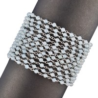 Aigue-marine naturelle à facettes forme ronde pierre précieuse chapelet chaîne 3mm pierre aigue-marine bleue 925 chaîne à maillons en argent Sterling en gros