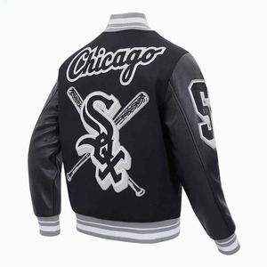 2026 NEW Custom Logo Men's High Quality Vintage Winter Stand Collar <b>Canvas</b> Breathable Baseball Letterman Varsity Jacket - Product Image 3