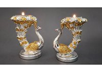 Tempat Lilin Minimalis Premium Berlapis Emas 24K Bentuk Burung Merak untuk Dekorasi Rumah, Pernikahan, Diwali, Gaya Mewah dan Meriah