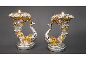 Juego de Portavelas de Pavo Real Chapados en Oro de 24K de Primera Calidad para Decoración del Hogar, Decoración de Bodas y Estilo Festivo de Lujo - Product Image 5