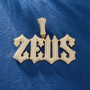 Collier avec pendentif lettre personnalisé plaqué or, serti de moissanite, style hip-hop, bijoux unisexe - Product Image 1
