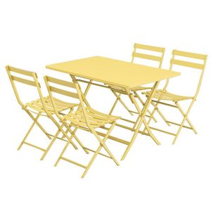 Set di 5 Pezzi Tavoli e Sedie Pieghevoli in Metallo per Giardino, Patio e Balcone, Arredamento da Esterno, Sedie Pieghevoli per Caffetteria, Set da Pranzo Pieghevole - Product Image 6