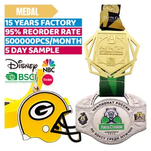 Medalha de metal personalizada de fábrica com logotipo personalizado gravado fita colorida sagrada personalizada para medalhas esportivas de beisebol e boxe