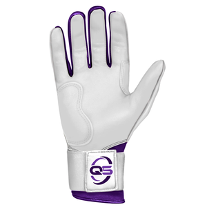 Guantes de bateo de béisbol y softbol de cuero blanco y morado transpirables personalizados de fabricante al por mayor para adultos - Product Image 2