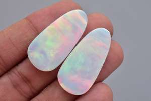 Oparex-ópalo de imitación de nebulosa, Ópalo de imitación para diseño, Gema de ópalo, par de cabujones - Product Image 2