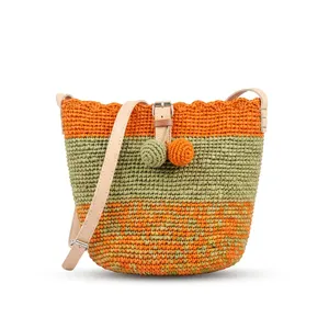 Sac fourre-tout bandoulière en raphia color block tendance été avec fermeture éclair et doublure en coton pour la plage, les voyages et l'usage quotidien - Product Image 4