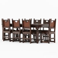 Meubles en bois de teck massif Java, ensemble table et chaises de salle à manger rustique moderne antique 8 places, sièges en cuir, fabriqué à la main, personnalisé