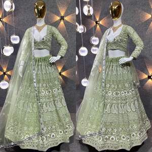 ชุดเย็บปักถักร้อยมารยาทใหม่ล่าสุด,ชุดเย็บปักถักร้อยและ Zari Work Lehenga Choli กับผู้ผลิตโรงงานขายส่ง Dupatta - Product Image 4