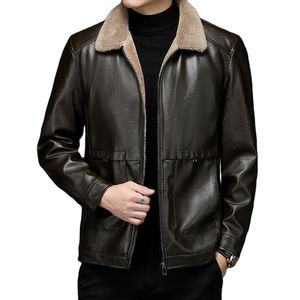 <b>Men's</b> Real <b>Sheepskin</b> Leather Jacket <b>Coat</b> for <b>Men</b> Winter New Style Fur Collar Solid Color Winter Style Best Quality New - Product Image 1