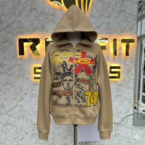 Low Rate & Good Material OEM Services Zipper Distressed Hoodie <b>Rhinestone</b> Zip up <b>Jacket</b> Acid Wash Men Fleece Streetwear Hoodie - Product Image 4