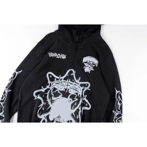 เสื้อฮู้ดซิปมีซิปสำหรับผู้ชายผ้าคอตตอน100% กันการหลุดเป็นก้อนขนเพชรสไตล์ลำลอง - Product Image 4