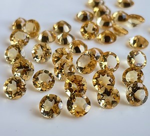 พลอยซิทรีนเจียระไนทรงกลมแบบเหลี่ยมเพชรพลอยสีเหลืองมะนาวหลวม6มม. ธรรมชาติคุณภาพสูง - Product Image 3
