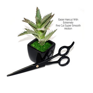 Couleur noire coupe de cheveux ciseaux de coiffeur lame tranchante rasoir bord taille 6.5 pouces Salon coiffure ciseaux avec anneau en caoutchouc fantaisie - Product Image 2