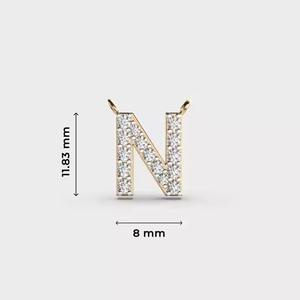 'N' Lettre 14K/18K Or et Argent Plaqué Fine Jewelry Pendentif Classique Unisexe Diamant Charms Pendentifs & Charms - Product Image 4