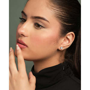 Compre Pendientes de Plata de Ley 925 de Primera Calidad para Mujeres y Niñas, con Diamantes Incrustados, en Oro Rosa, con Forma de Flor y Corazón, Modernos, para Compromiso - Product Image 3