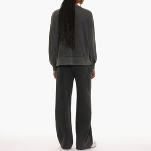 Venta al por mayor por encargo 100% algodón peso pesado ácido lavado pulóver chándal personalizado desgastado bordado logotipo chándal - Product Image 2