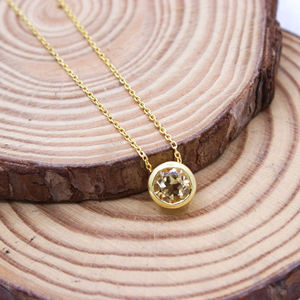 สร้อยคอชุบทองสเตอร์ลิง925ชุดฝาอัญมณีรูปซิทรีนธรรมชาติของขวัญแต่งงานที่สมบูรณ์แบบทันสมัย - Product Image 5