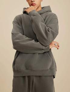 Sweat-shirts à capuche oversize personnalisés pour hommes, en molleton épais, délavé, 100% coton mélangé, hiver, brodés et imprimés sur mesure - Product Image 6