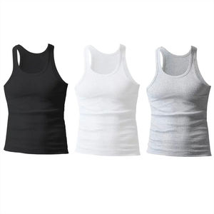 Summer Tank Top <b>Men's</b> Casual Knitted Gym Tank Top Soft Cotton Polyester Material Sleeveless Vest Elastic Slim Tank Tops <b>Men</b> - Product Image 1