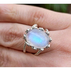 Rainbow Moonstone 925 Sterling Silver Handmade <b>Statement</b> <b>Ring</b> Boho Hippie Style Women's Gift Licensed Private Brand - Product Image 3