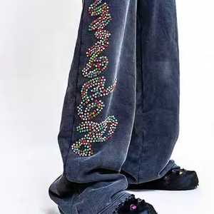 Pantalones de chándal de diamantes de imitación para hombre de calidad profesional a precio barato y venta al por mayor - Product Image 6