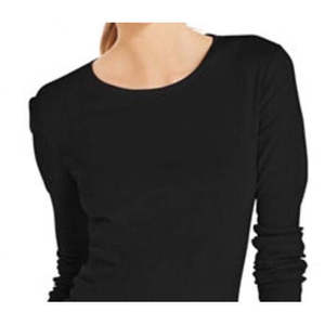 Maglia a Maniche Lunghe in Cotone Pima per Donna Charter Club, Lavorata a Mano con Jacquard e Ricami, Nera, Taglia Piccola, per Estate e Autunno - Product Image 2