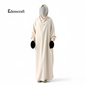 Robe modeste pour femmes en polyester uni pour abaya, longueur au sol, coupe ample, tissu respirant, tenue de prière simple - Product Image 3
