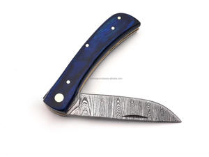 มีดพับเหล็กดามัสกัส Nordic Forge ด้ามไม้ Pakka พร้อมปลอกหนัง มีดพกพา EDC สำหรับล่าสัตว์และตั้งแคมป์ ทำด้วยมือ - Product Image 2