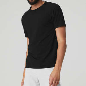 Camiseta negra con logotipo personalizado en blanco 100% algodón orgánico camiseta ligera para hombres camisetas casuales de alta calidad ajustadas - Product Image 6