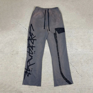 2025 OEM Custom DTG Printing 100% Cotton Lightweight <b>Flared</b> <b>Sweatpants</b> Men Light Wash Eco-Friendly Breathable Casual - Product Image 3