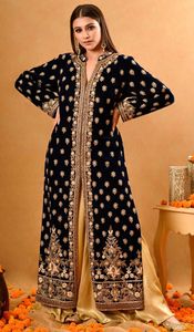 DISEÑADOR HERMOSO BORDADO ZARI EN CHAQUETA LARGA CON VESTIDO DE VESTIDO CON CUENTAS DE CRISTAL, PERLAS, TRABAJO DE DABKA PARA FIESTA-WEAR @ 2024 - Product Image 2